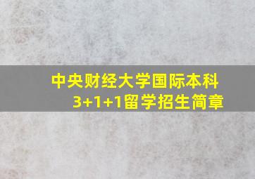 中央财经大学国际本科3+1+1留学招生简章