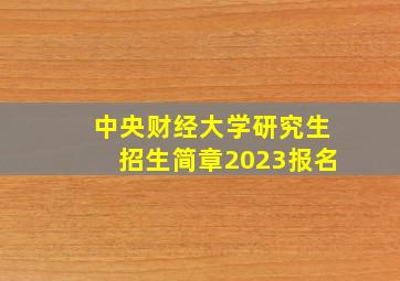 中央财经大学研究生招生简章2023报名