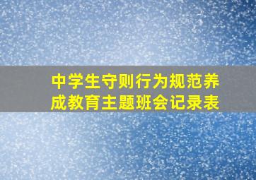 中学生守则行为规范养成教育主题班会记录表