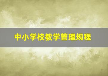 中小学校教学管理规程