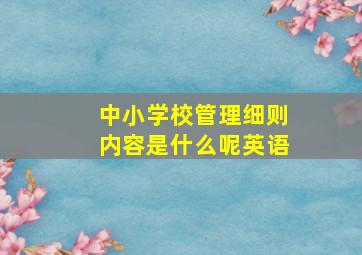 中小学校管理细则内容是什么呢英语