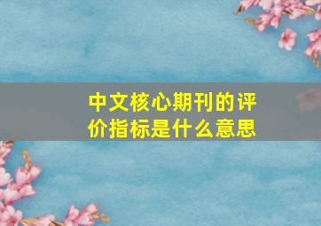 中文核心期刊的评价指标是什么意思