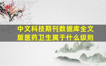 中文科技期刊数据库全文版医药卫生属于什么级别