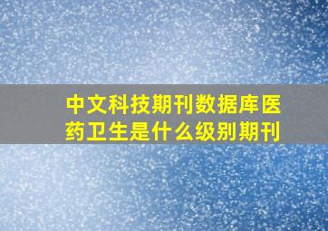 中文科技期刊数据库医药卫生是什么级别期刊