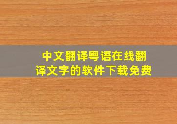 中文翻译粤语在线翻译文字的软件下载免费