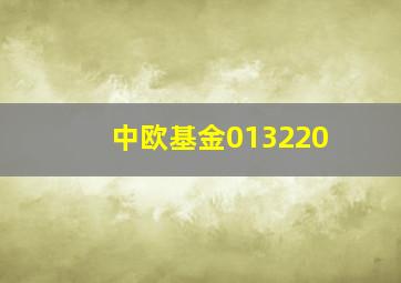 中欧基金013220