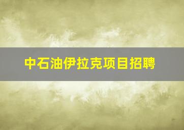 中石油伊拉克项目招聘