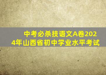 中考必杀技语文A卷2024年山西省初中学业水平考试