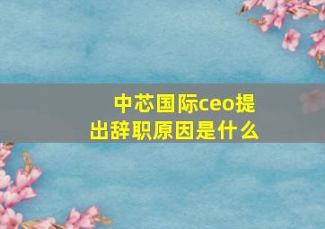 中芯国际ceo提出辞职原因是什么