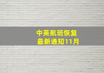 中英航班恢复最新通知11月