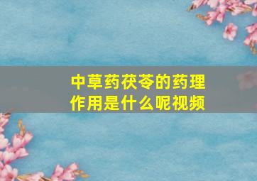 中草药茯苓的药理作用是什么呢视频