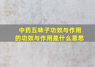 中药五味子功效与作用的功效与作用是什么意思