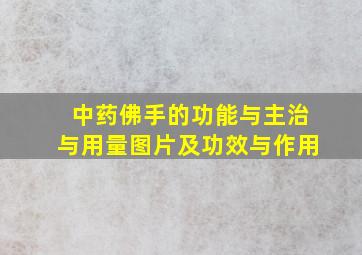 中药佛手的功能与主治与用量图片及功效与作用