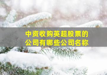 中资收购英超股票的公司有哪些公司名称