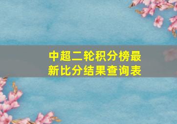 中超二轮积分榜最新比分结果查询表