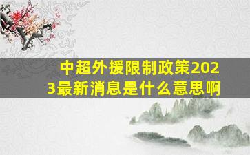 中超外援限制政策2023最新消息是什么意思啊