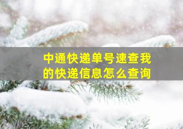 中通快递单号速查我的快递信息怎么查询