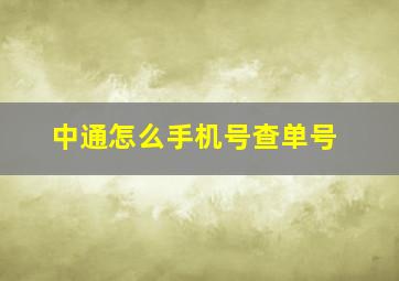 中通怎么手机号查单号