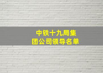 中铁十九局集团公司领导名单