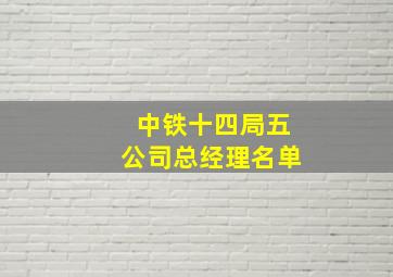 中铁十四局五公司总经理名单