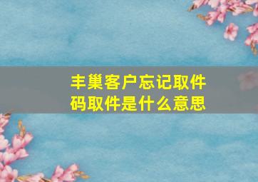 丰巢客户忘记取件码取件是什么意思