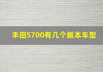 丰田5700有几个版本车型