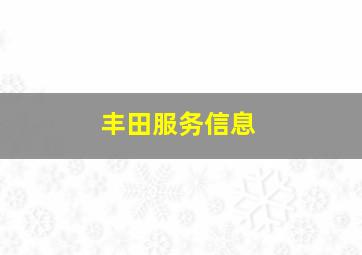 丰田服务信息