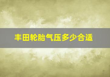 丰田轮胎气压多少合适