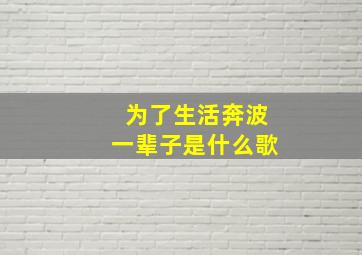 为了生活奔波一辈子是什么歌