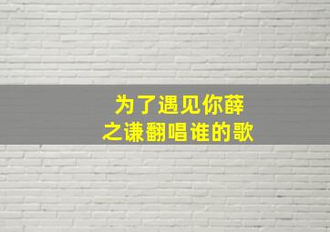 为了遇见你薛之谦翻唱谁的歌