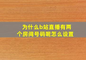 为什么b站直播有两个房间号码呢怎么设置