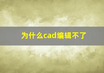 为什么cad编辑不了