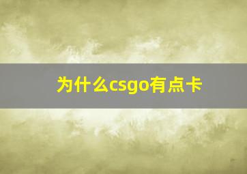 为什么csgo有点卡