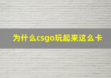 为什么csgo玩起来这么卡