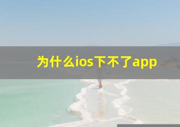 为什么ios下不了app