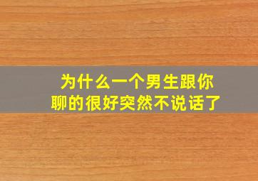 为什么一个男生跟你聊的很好突然不说话了