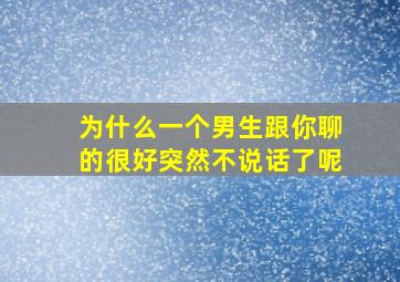 为什么一个男生跟你聊的很好突然不说话了呢