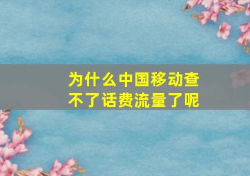 为什么中国移动查不了话费流量了呢