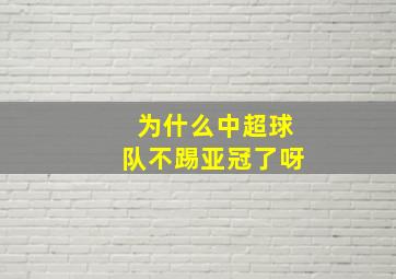 为什么中超球队不踢亚冠了呀