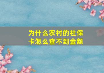 为什么农村的社保卡怎么查不到金额