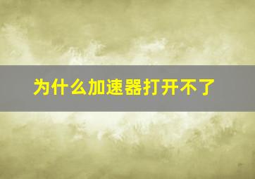 为什么加速器打开不了