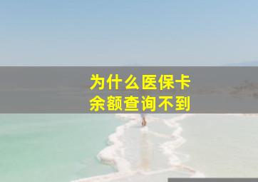 为什么医保卡余额查询不到