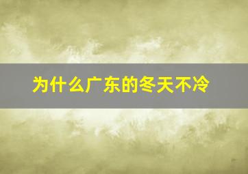 为什么广东的冬天不冷