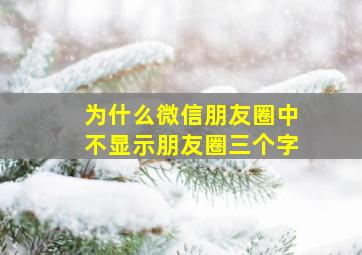 为什么微信朋友圈中不显示朋友圈三个字