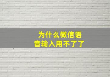 为什么微信语音输入用不了了