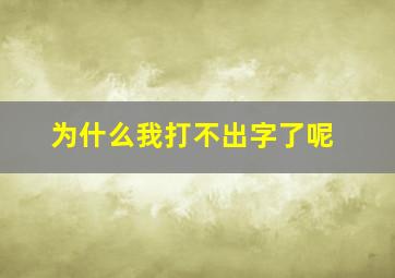 为什么我打不出字了呢