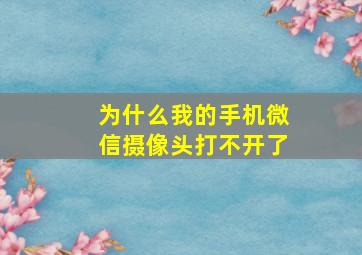 为什么我的手机微信摄像头打不开了