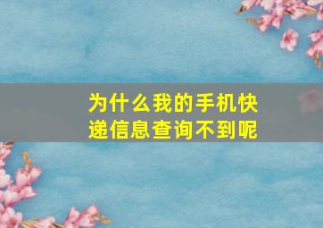 为什么我的手机快递信息查询不到呢