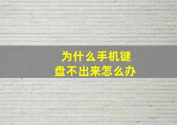 为什么手机键盘不出来怎么办