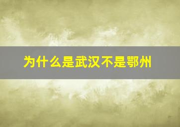 为什么是武汉不是鄂州